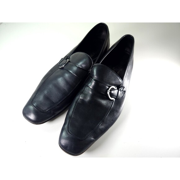 Salvatore Ferragamo Men Gancini Black Leather Side Buckle Loafers 10.5 D 61VF main image 9